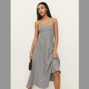 Reformation Black and White Gingham Midi Dress